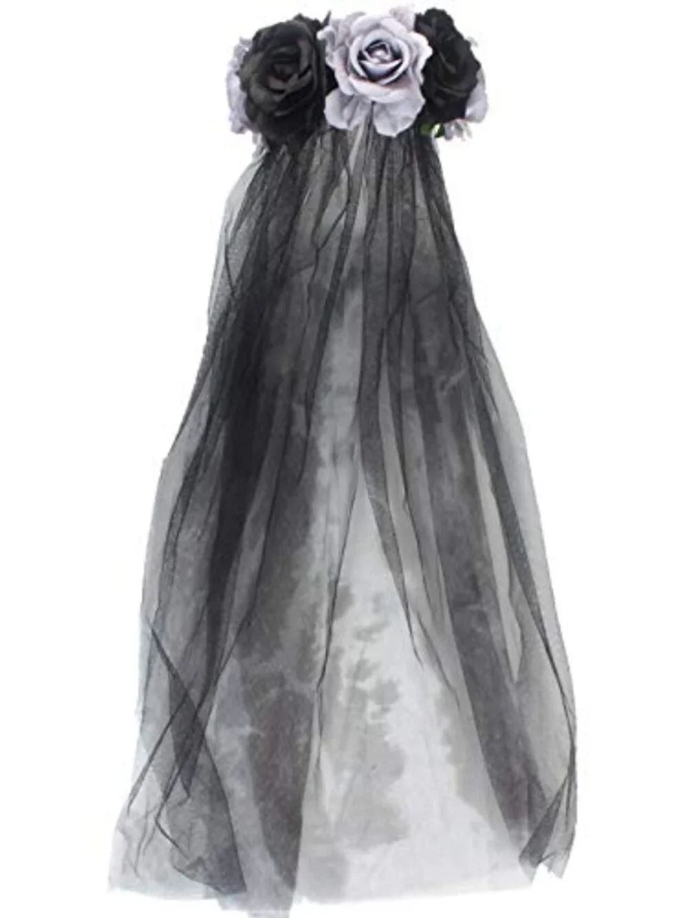 Day of the Dead Rose Floral Crown Headband Halloween Costume Veil